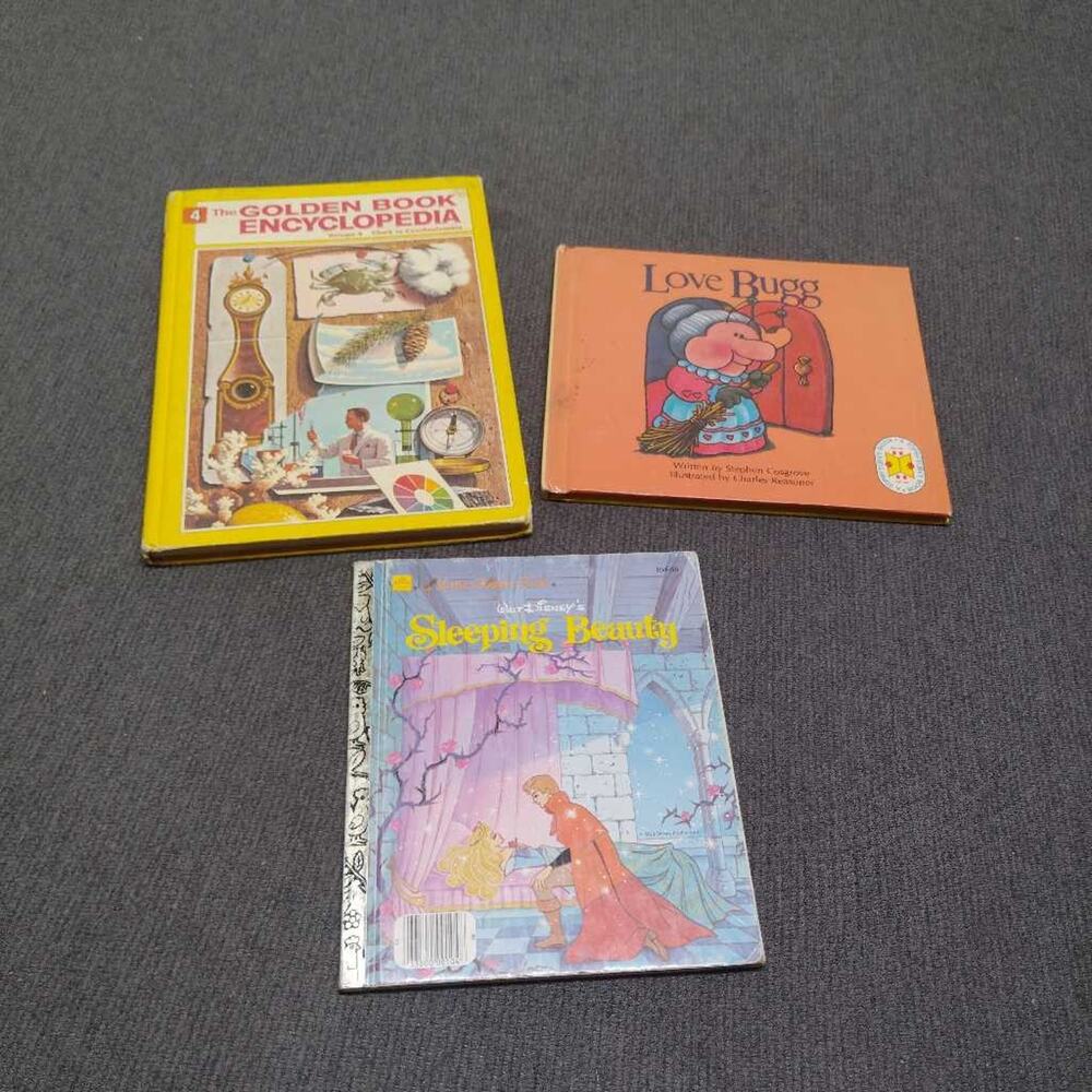 Vintage Childrens Book Lot Golden Book Encyclopedia Vol 4 Disney Sleeping Beauty